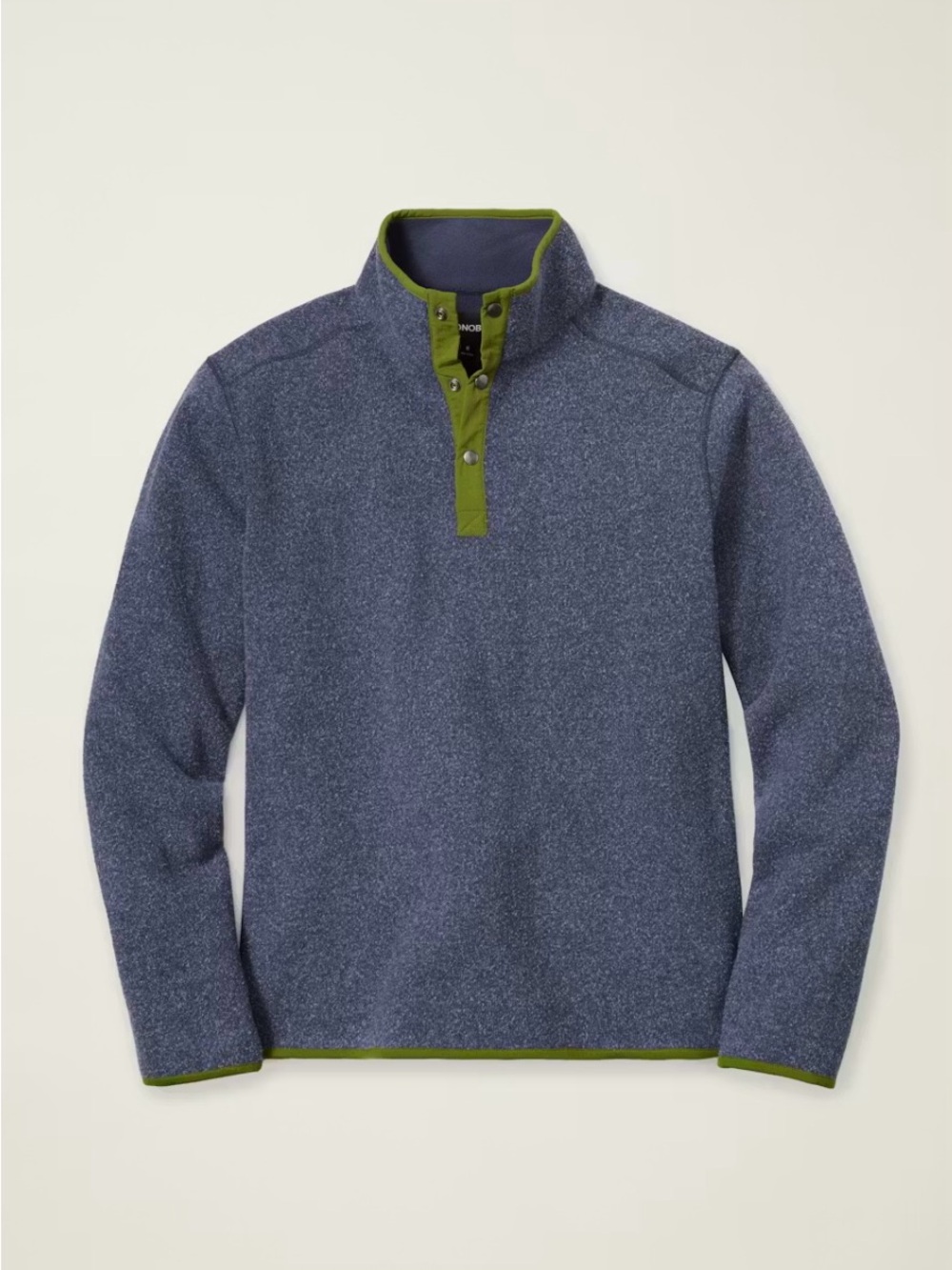 Bonobos Men’s Sweater Fleece Snap Mock Pullover Heather Navy- size medium